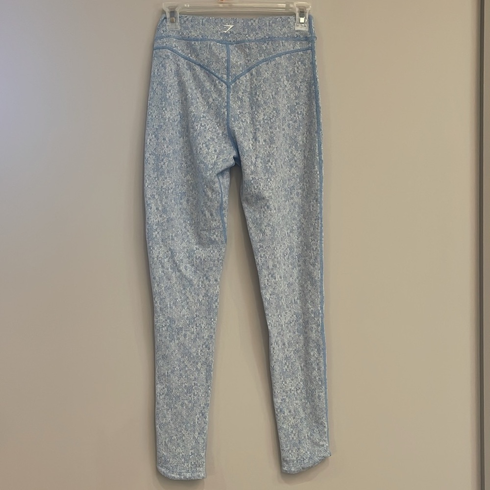 Gymshark Fleur Textured Leggings Malibu Blue Marl Medium High Rise Pilates yoga - Picture 7 of 11